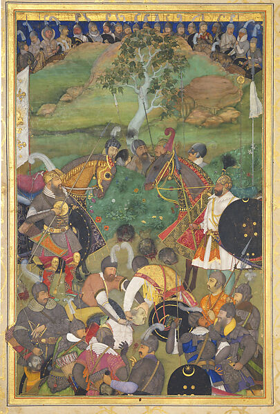 The Death of Khan Jahan Lodi: Page from the Windsor Padshahnama, &#39;Abid (born 1590s), Opaque watercolor and gold on paper, India (Mughal court at Agra) 