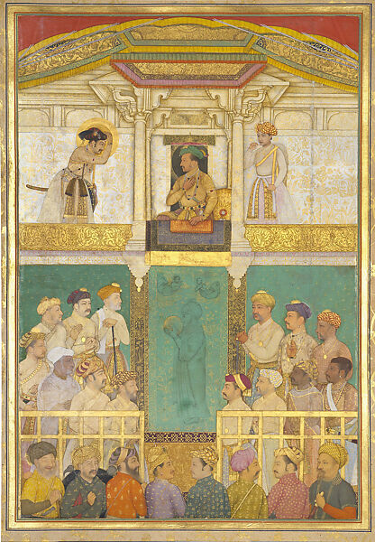 Jahangir Receives Prince Khurram, Ajmer, April 1616: Folio from the Windsor Padshahnama, Attributed to &#39;Abid (born 1590s), Opaque watercolor and gold on paper, India (Mughal court, possibly at Daulatabad) 