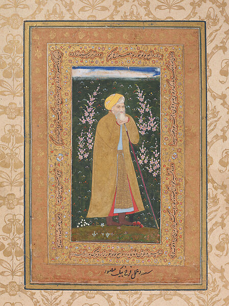 Self-Portrait of Farrukh Beg: Page from a Muraqqa of Shah Jahan, Farrukh Beg, Opaque watercolor and ink on paper, India (Mughal court at Agra) 