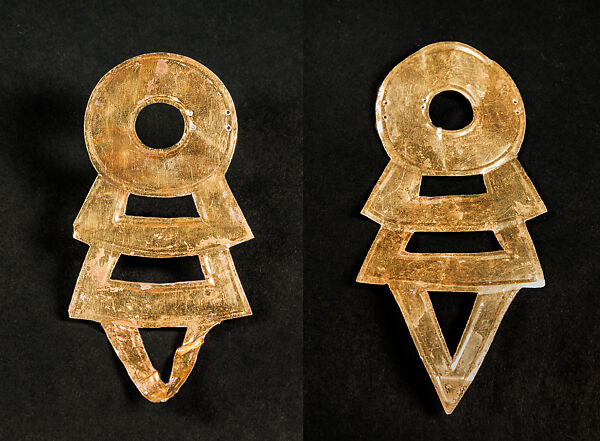 Pair of Ear Ornaments, Gold, Mexica 