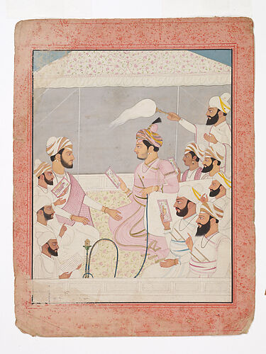 Maharaja Sansar Chand of Kangra Enjoys Paintings with His Courtiers