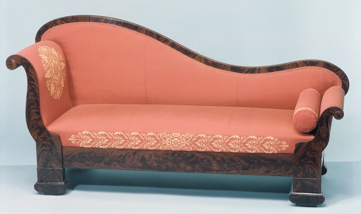 Couch, Attributed to the Workshop of Duncan Phyfe (American (born Scotland), near Lock Fannich, Ross-Shire, Scotland 1768/1770–1854 New York), Mahogany, mahogany veneer, pine, ash, modern upholstery, American