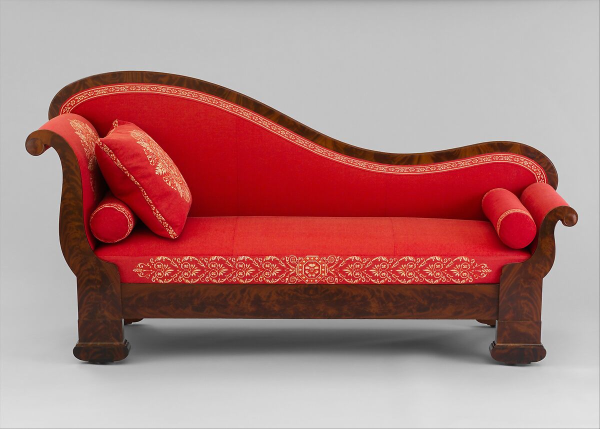 Couch, Attributed to the Workshop of Duncan Phyfe (American (born Scotland), near Lock Fannich, Ross-Shire, Scotland 1768/1770–1854 New York), Mahogany, mahogany veneer, pine, ash, modern upholstery, American 