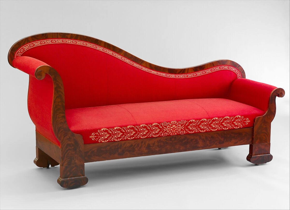 Couch, Attributed to the Workshop of Duncan Phyfe (American (born Scotland), near Lock Fannich, Ross-Shire, Scotland 1768/1770–1854 New York), Mahogany, mahogany veneer, pine, ash, modern upholstery, American