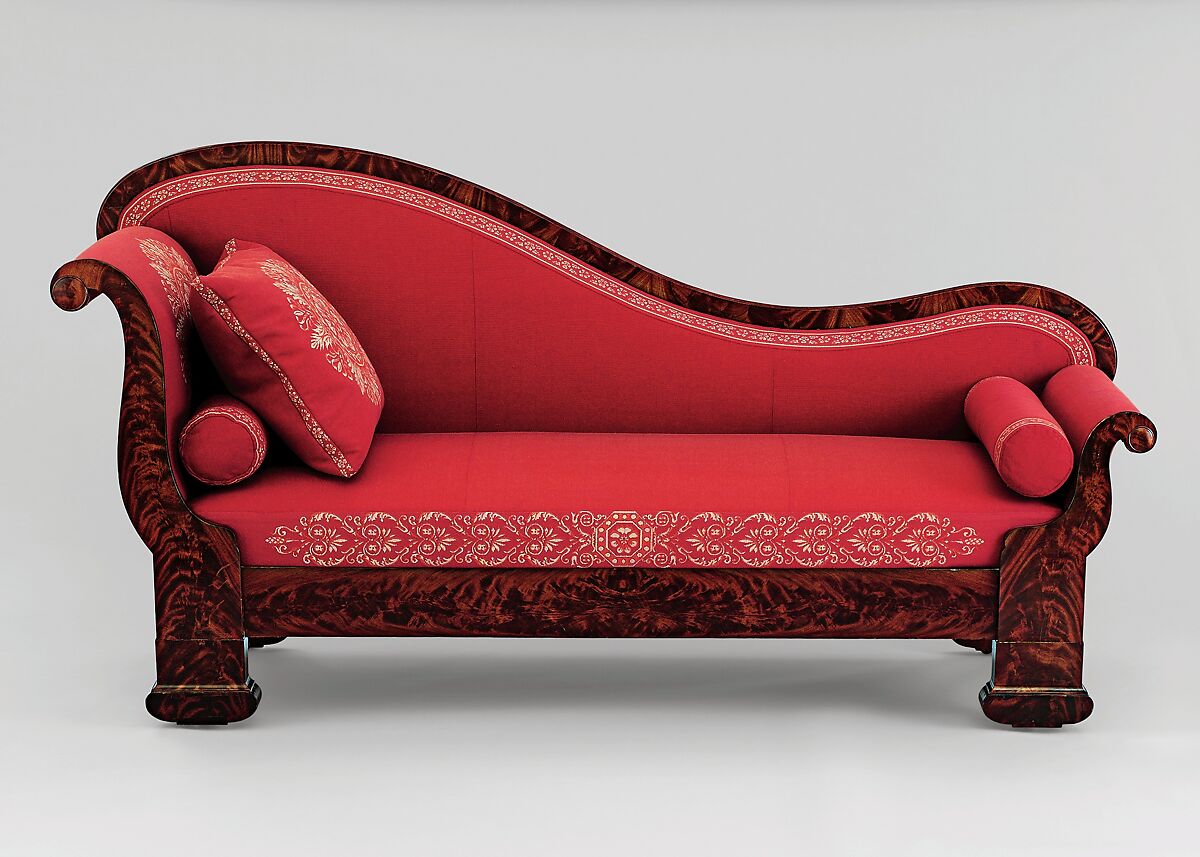 Couch, Attributed to the Workshop of Duncan Phyfe (American (born Scotland), near Lock Fannich, Ross-Shire, Scotland 1768/1770–1854 New York), Mahogany, mahogany veneer, pine, ash, modern upholstery, American
