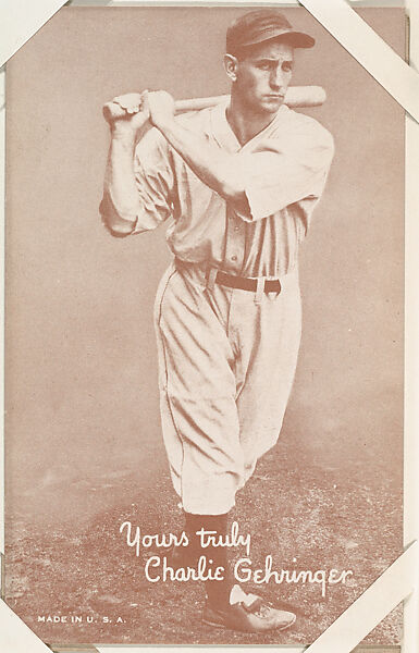 Charlie Gehringer from Salutations Baseball Exhibits series (W462), Exhibit Supply Company, Commercial color photolithograph 