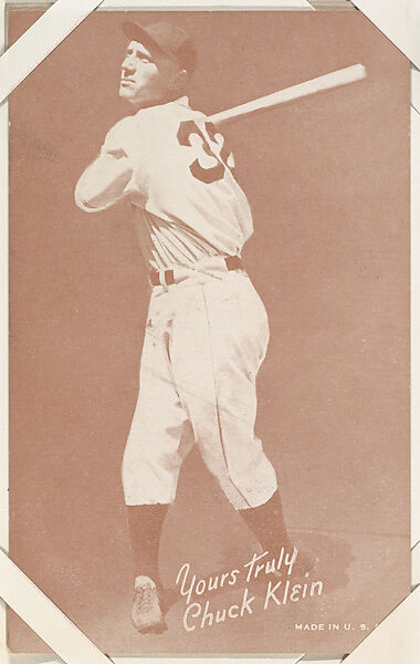 Chuck Klein from Salutations Baseball Exhibits series (W462), Exhibit Supply Company, Commercial color photolithograph 