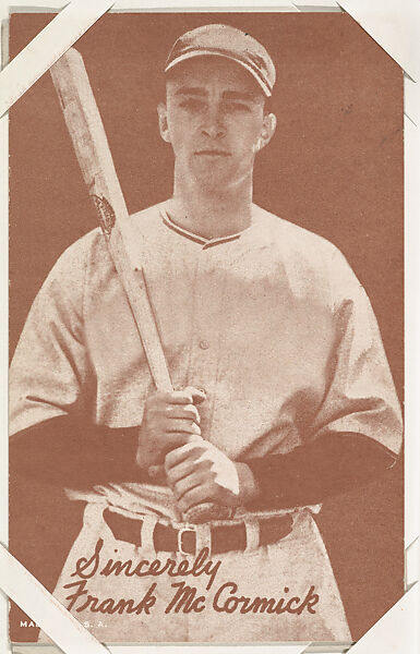 Frank McCormick from Salutations Baseball Exhibits series (W462), Exhibit Supply Company, Commercial color photolithograph 