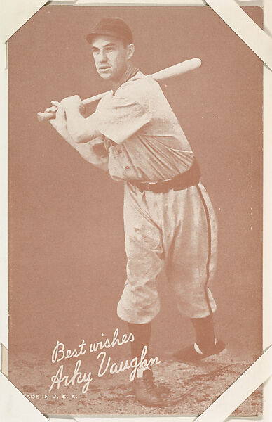 Arky Vaughan from Salutations Baseball Exhibits series (W462), Exhibit Supply Company, Commercial color photolithograph 