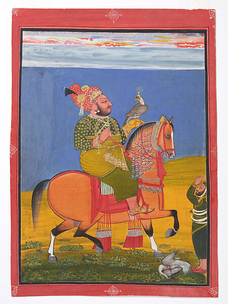 Kunvar Anop Singh Hawking, Attributed to Bagta (active ca. 1761–1814), Opaque watercolor on paper, India (Devgarh, Mewar, Rajasthan) 
