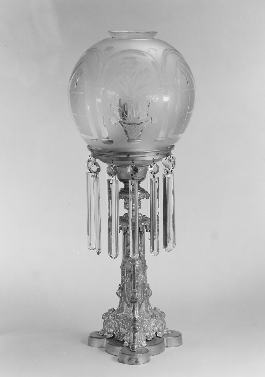 Solar Lamp, Cornelius and Son, Gilt bronze, glass, American
