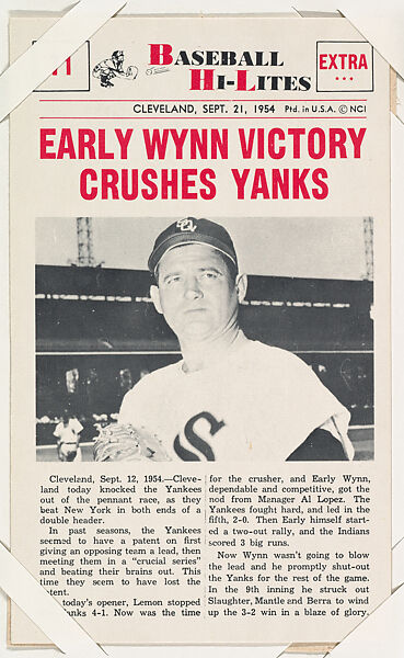 Early Wynn #71 from Nu-Card Baseball Hi-Lites series (W460), Nu-Card, Inc., Commercial photolithograph 