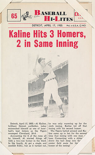 Al Kaline #65 from Nu-Card Baseball Hi-Lites series (W460)