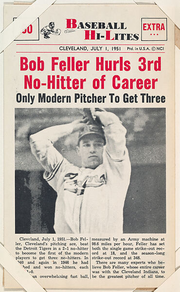 Bob Feller #60 from Nu-Card Baseball Hi-Lites series (W460), Nu-Card, Inc., Commercial photolithograph 