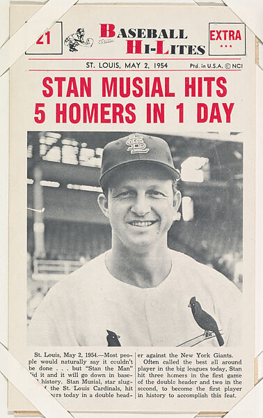 Stan Musial 100th Birthday Celebration Card 6 - Print Run: 660