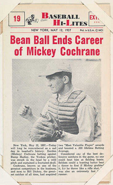 Mickey Cochrane #19 from Nu-Card Baseball Hi-Lites series (W460), Nu-Card, Inc., Commercial photolithograph 
