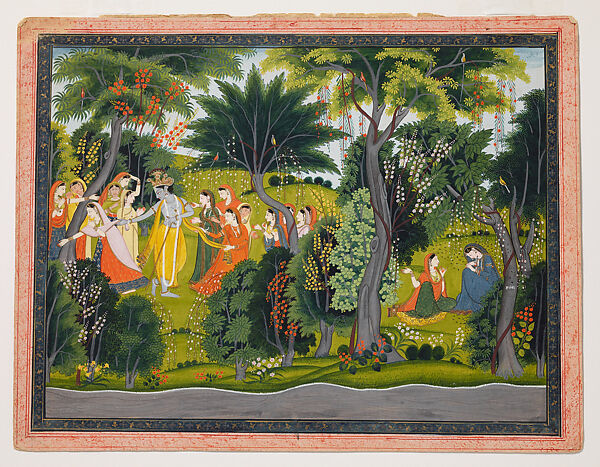 Original Framed Indian Watercolour Of Krishna And Radha - Ca 1900 Original Framed Indian Watercolour Of Krishna And Radha - Ca 1900