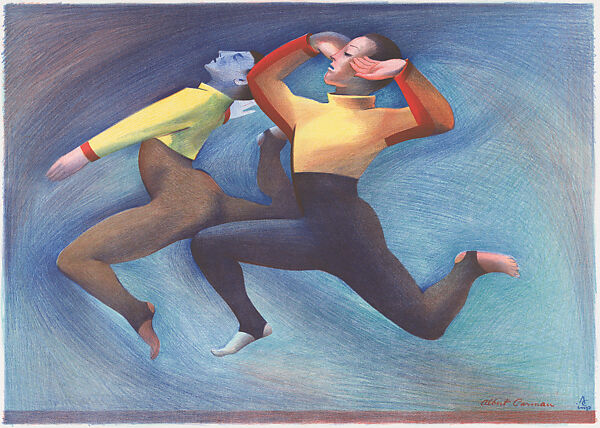Dancers, Albert Carman (American, 1899–1949), Five color lithograph 