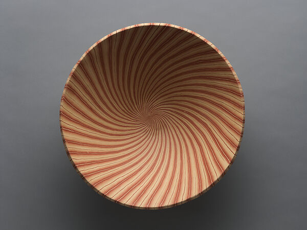 Large bowl with stripes, Itō Sekisui V (Japanese, born 1941), Marbleized stoneware (neriage), Japan