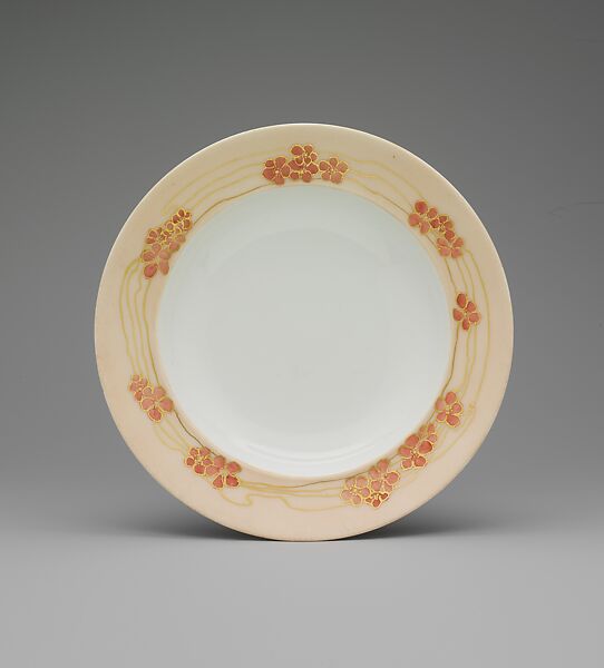 Soup bowl, M. Louise McLaughlin (American, Cincinnati, Ohio 1847–1939 Cincinnati, Ohio), Porcelain, overglaze enamel decoration and gilding, American 
