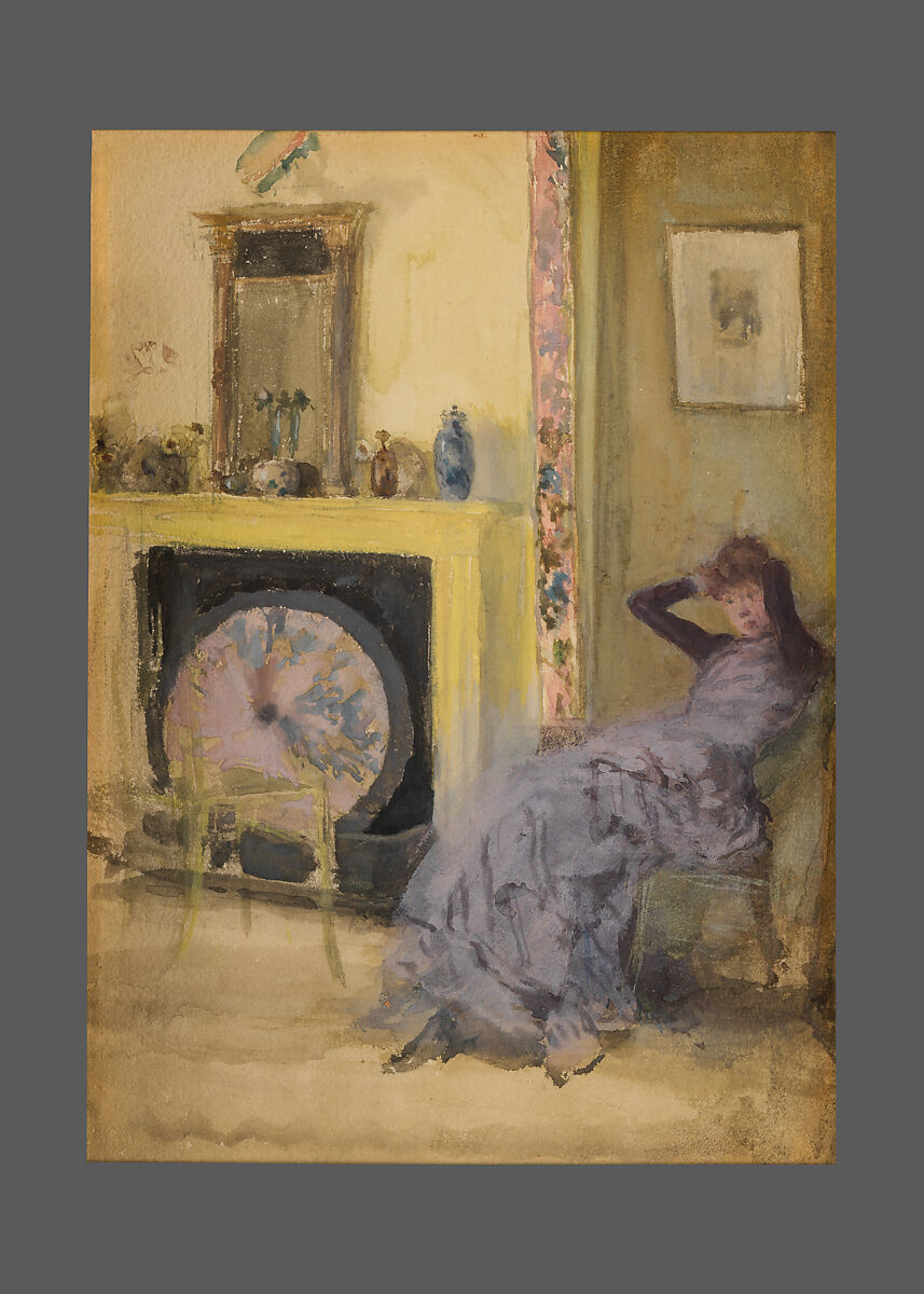 The Yellow Room, James McNeill Whistler (American, Lowell, Massachusetts 1834–1903 London), Watercolor and gouache on paperboard, American 