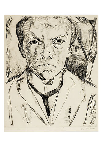 Frontal Self-Portrait with House Gable in Background