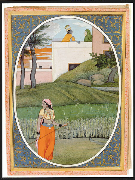 The Village Beauty: Folio from the Guler Bihari Satsai Series, First generation after Manaku and Nainsukh, Opaque watercolor, ink and gold on paper, India (Guler, Himachal Pradesh) 