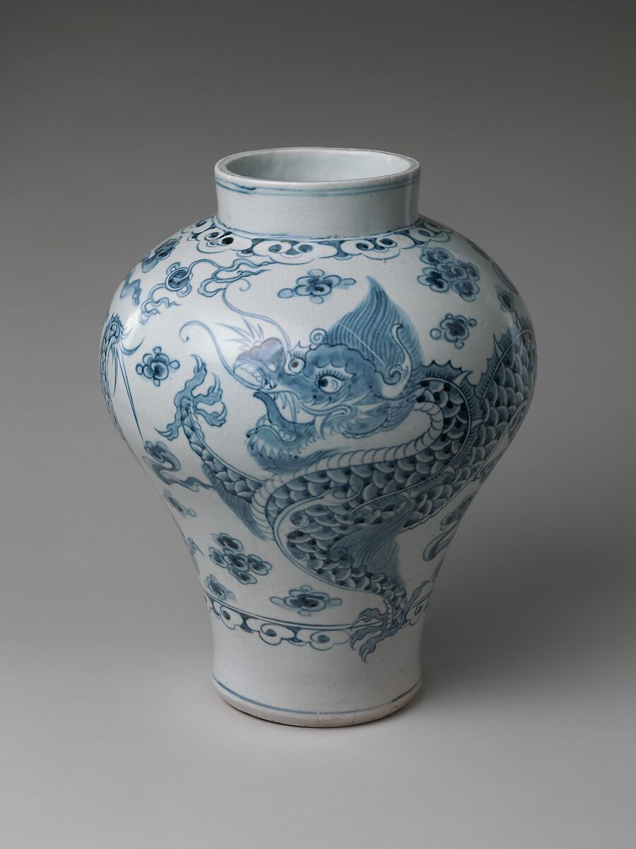 Dragon jar, Porcelain with underglaze cobalt-blue design, Korea