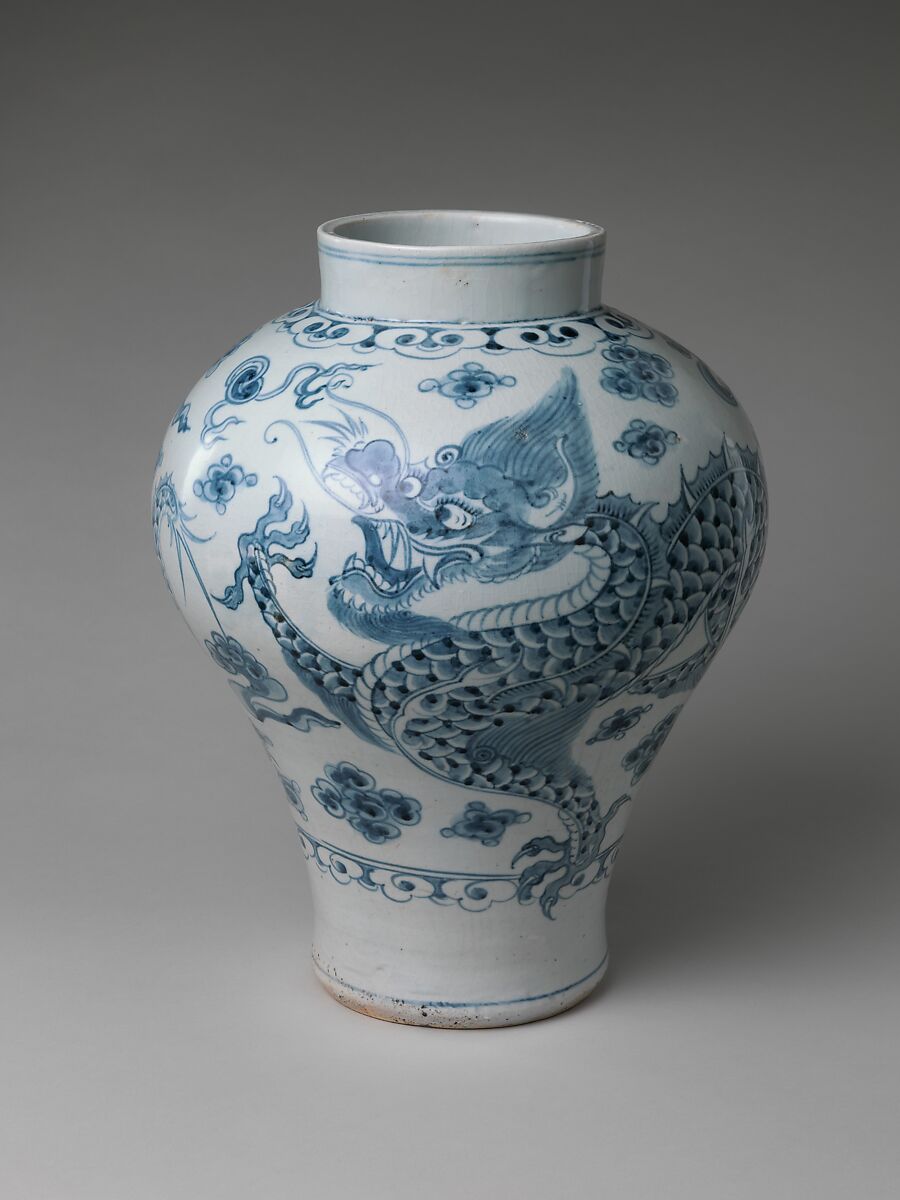 Dragon jar, Porcelain with underglaze cobalt-blue design, Korea