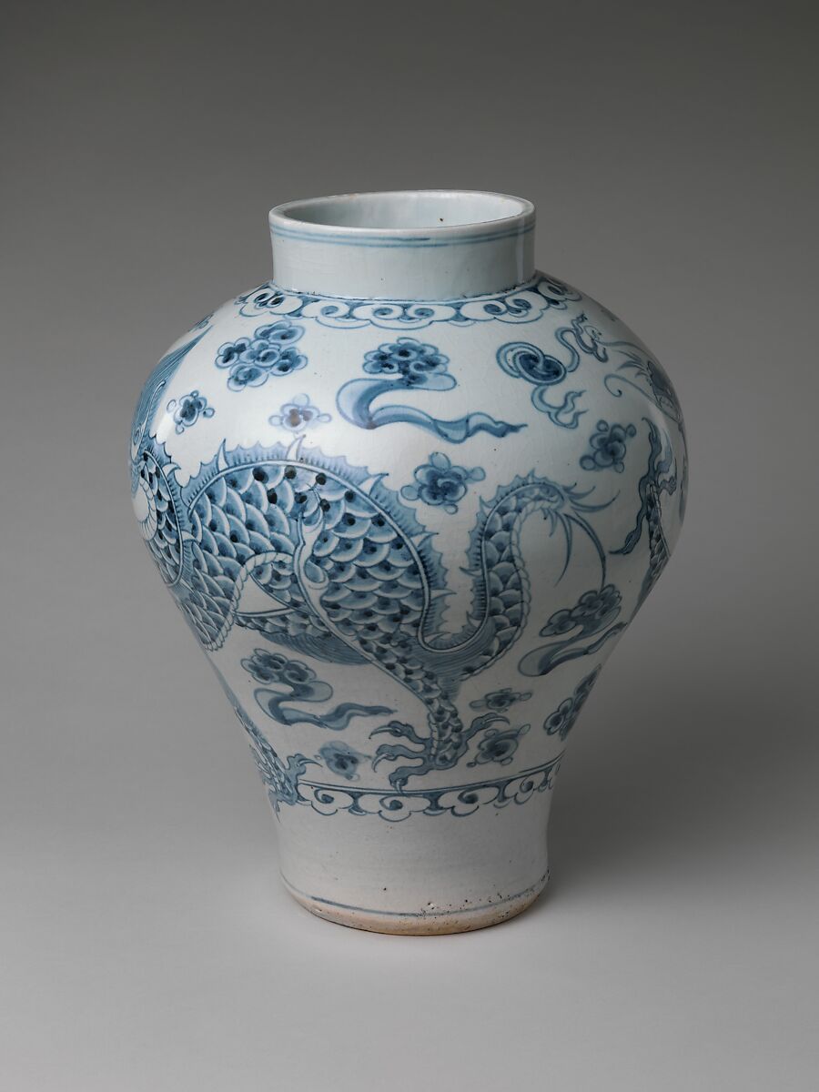 Dragon jar, Porcelain with underglaze cobalt-blue design, Korea