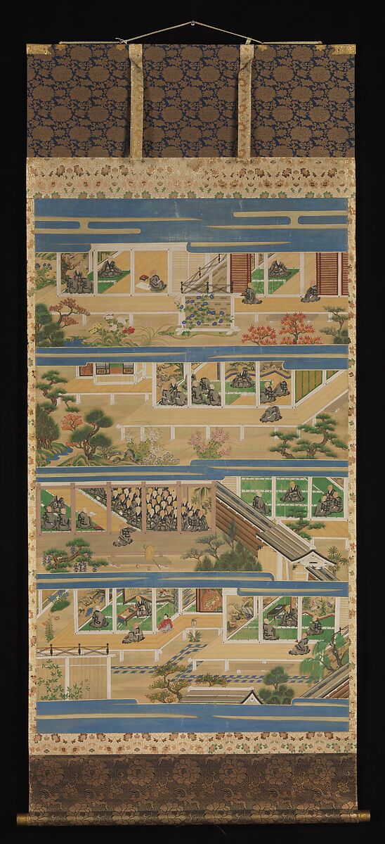 The Illustrated Life of Shinran (Shinran shōnin eden), Unidentified artist, Set of four hanging scrolls; ink, color, and gold on silk, Japan