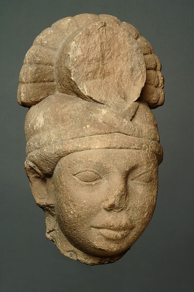 Head of yaksha, Sandstone, India, Sanchi Stupa 1, Bhopal district, Madhya Pradesh 