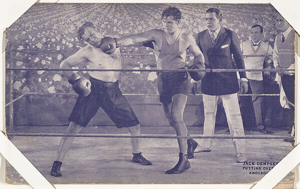 Jack Dempsey putting over a knockout from Boxers Exhibits series (W467), Exhibit Supply Company, Commercial photolithograph 