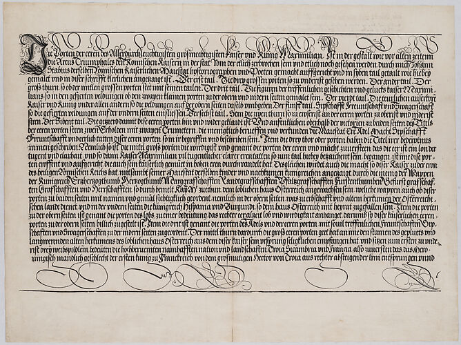 Explanatory Text, Part I, from the Arch of Honor, proof, dated 1515, printed 1517-18