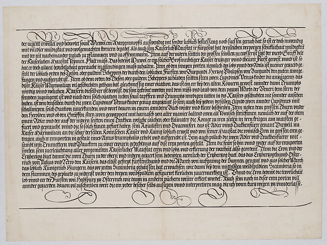 Explanatory Text, Part V, from the Arch of Honor, proof, dated 1515, printed 1517-18