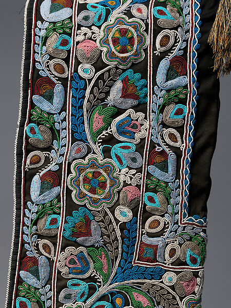 Woman's hood, James Bay Cree artist, Wool cloth, glass beads, and silk thread, James Bay Cree, Native American