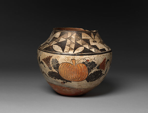 Acoma polychrome water jar, Clay and pigment, Acoma, Native American 