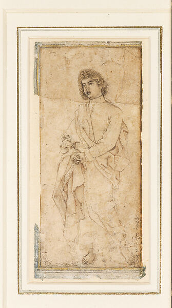 Study of Saint John the Evangelist, After Albrecht Dürer, Abu&#39;l Hasan (Indian, born ca. 1588/89, active 1600–1628), Brush drawn ink on paper, India (Mughal court, probably at Allahabad) 