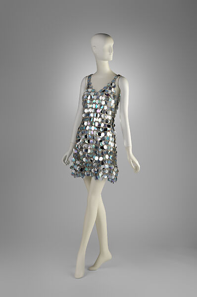 Dress, Paco Rabanne (French, born Spain 1934–2023), synthetic, metal, leather, American 