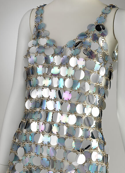Dress, Paco Rabanne (French, born Spain 1934–2023), synthetic, metal, leather, American