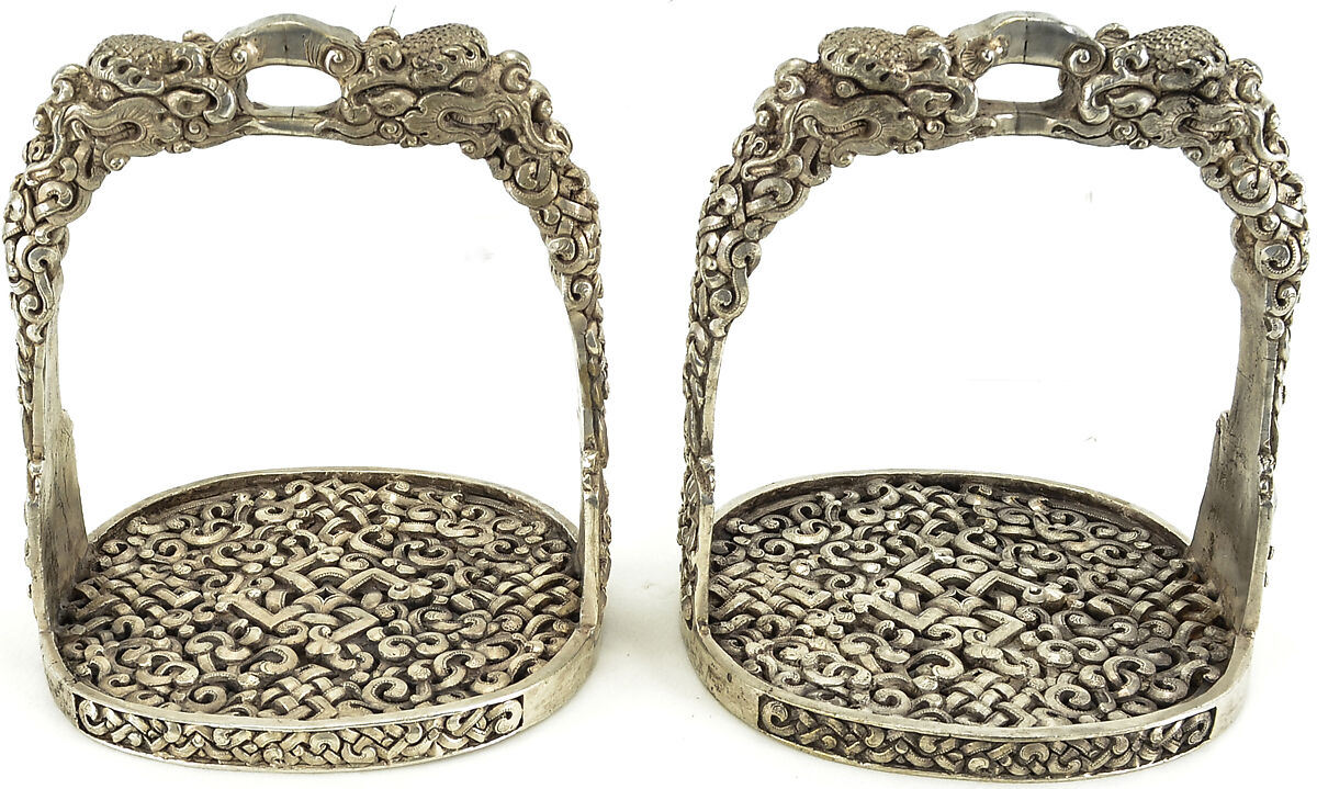 Pair of Stirrups, Silver, Mongolian 