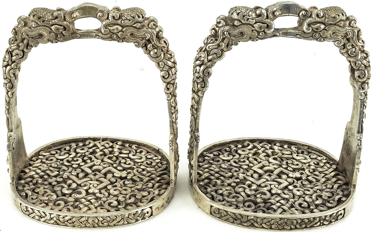 Pair of Stirrups, Silver, Mongolian