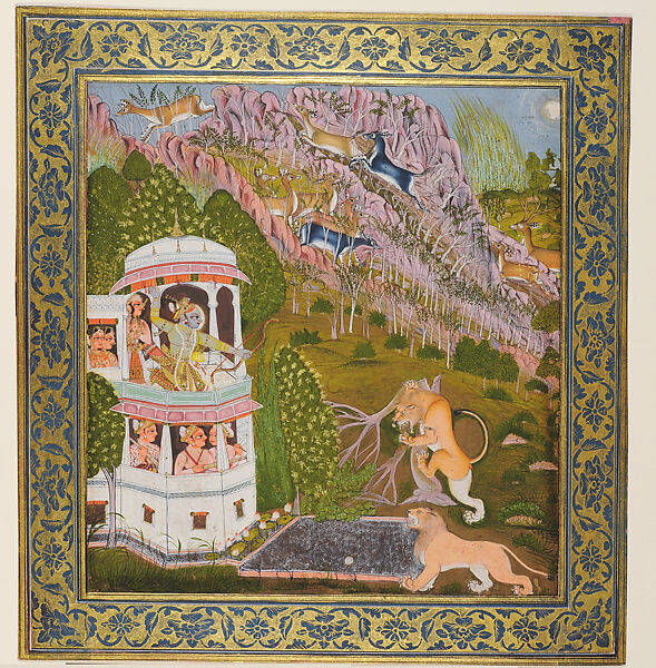 Sri Brijnathji Hunting at Makundgarh, Attributed to the Kota Master  C, Opaque watercolor on paper, India (Rajasthan, Kota) 