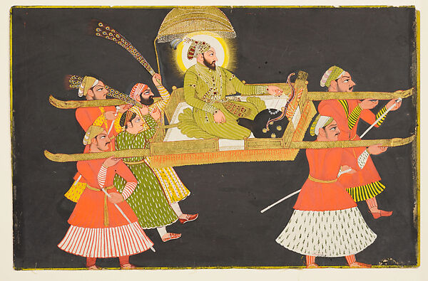 Emperor Farrukhsiyar Being Paraded in a Palanquin, Attributed to the Kota Master  C, Opaque watercolor on paper, India (Kota, Rajasthan) 