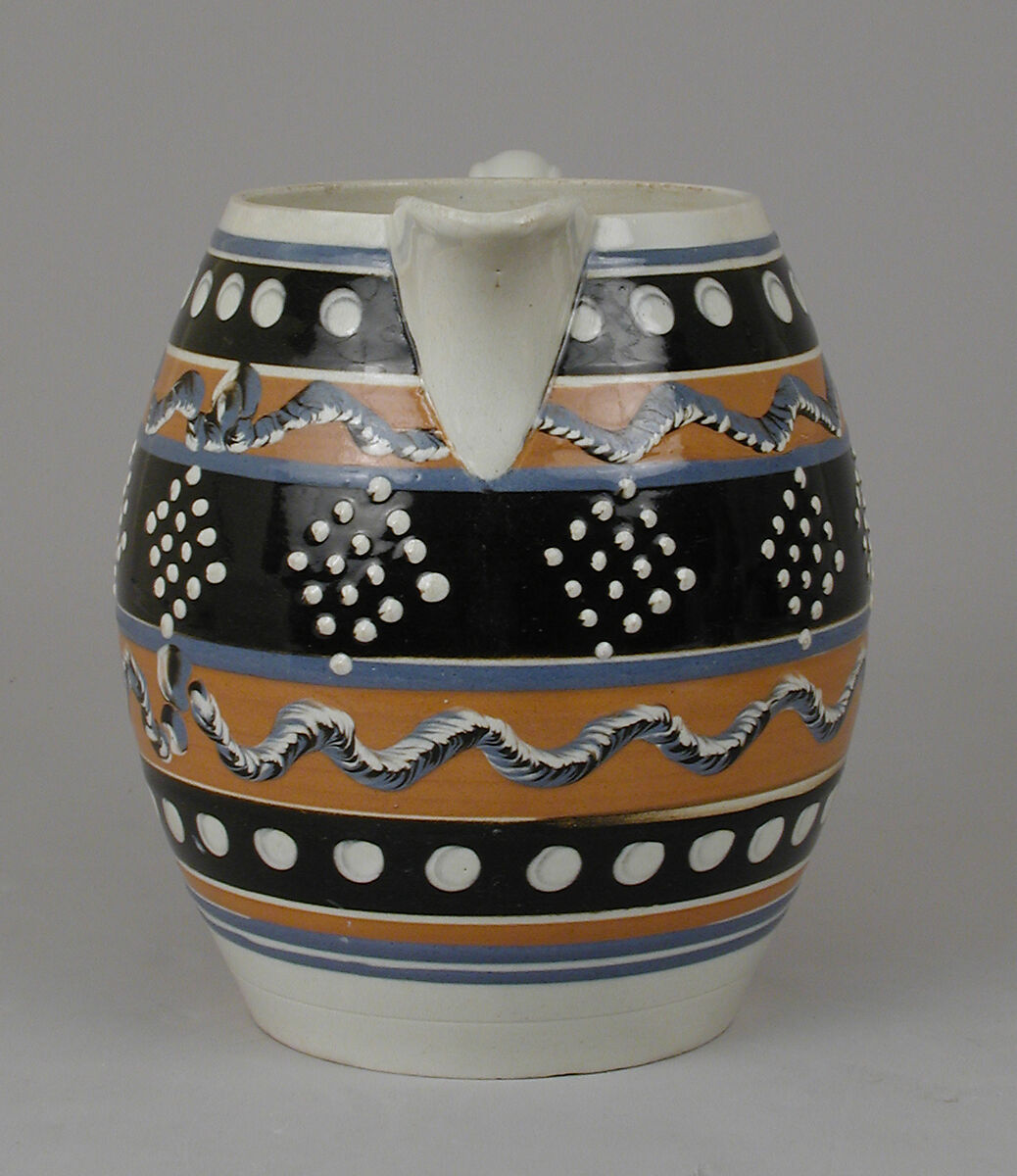 Jug, Glazed earthenware with slip decoration, British