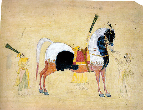 The Stallion Kitab, Attributed to Bhavanidas (active ca. 1700–1748), Opaque watercolor and gold on paper, India (Kishangarh, Rajasthan) 