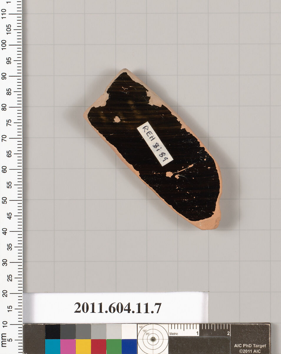 Terracotta fragment of a krater (bowl for mixing wine and water), Terracotta, Greek, Chalcidian