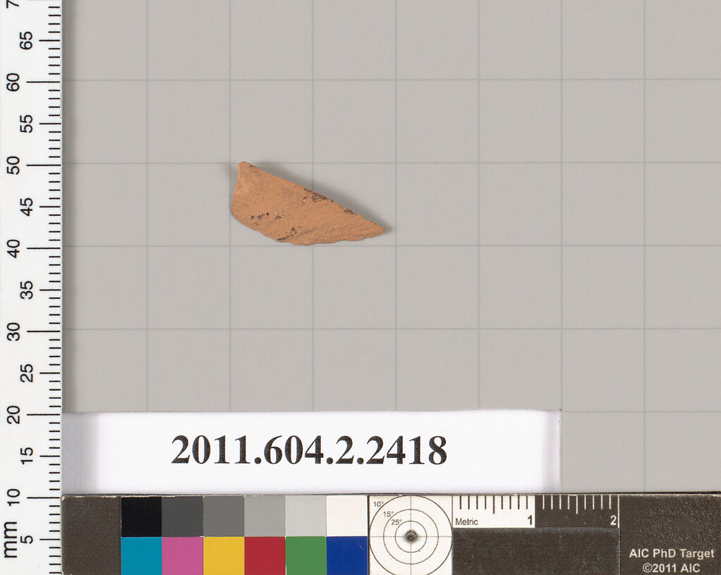 Terracotta fragment of an undetermined shape, Terracotta, Greek, Attic