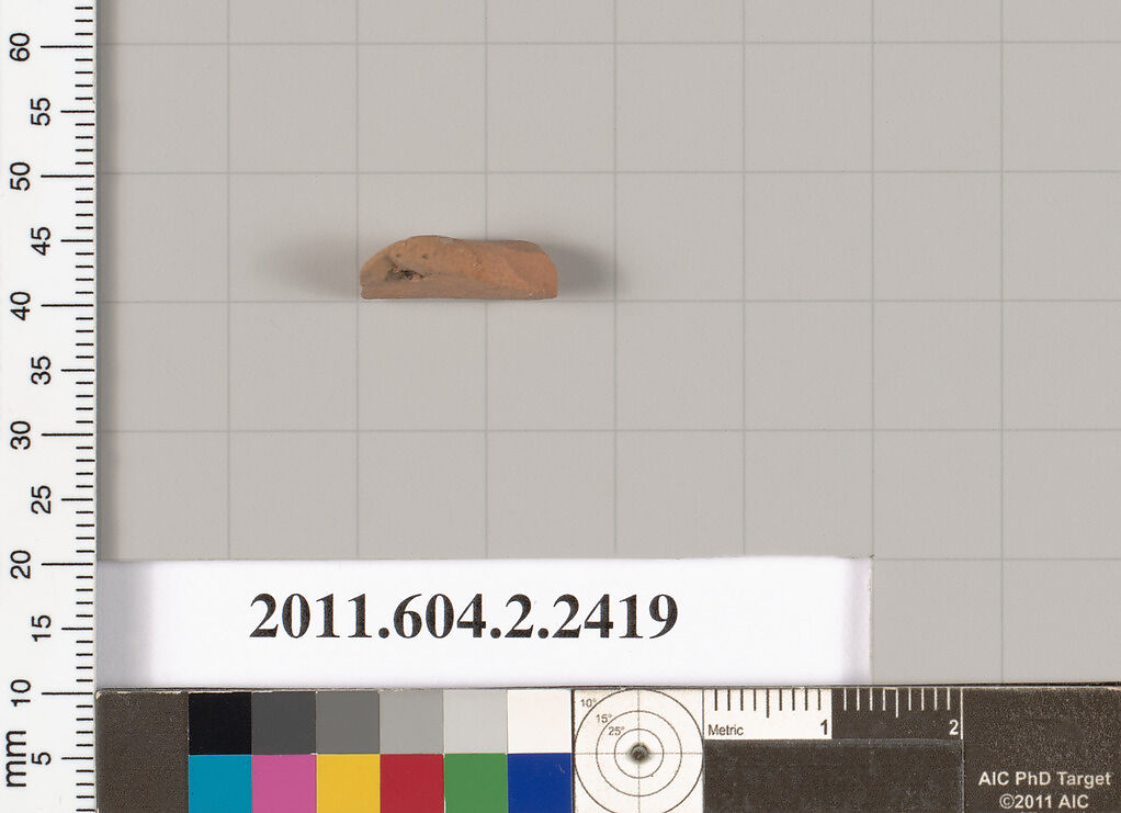 Terracotta fragment of an undetermined shape, Terracotta, Greek, Attic