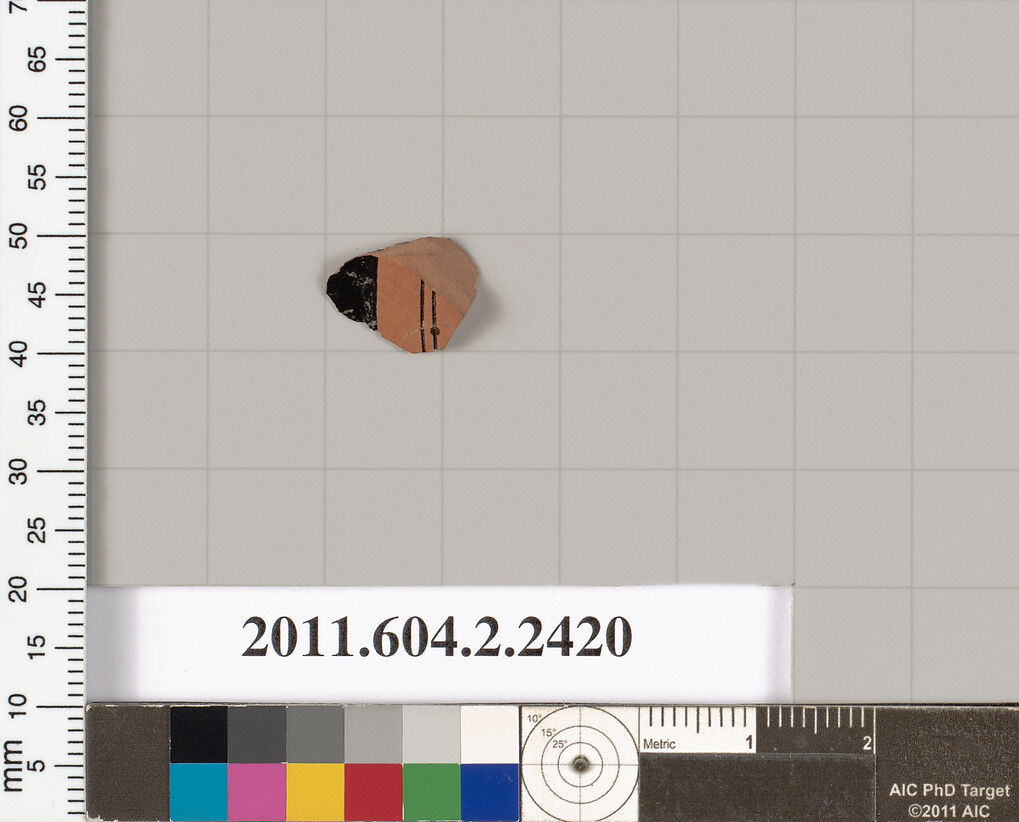 Terracotta fragment of an undetermined shape, Terracotta, Greek, Attic 